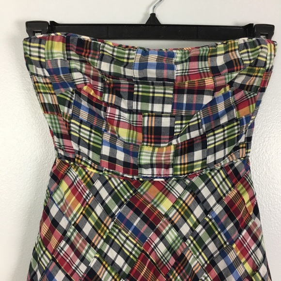 J. Crew | Strapless Plaid Patchwork Beach Dress - Picture 3 of 8